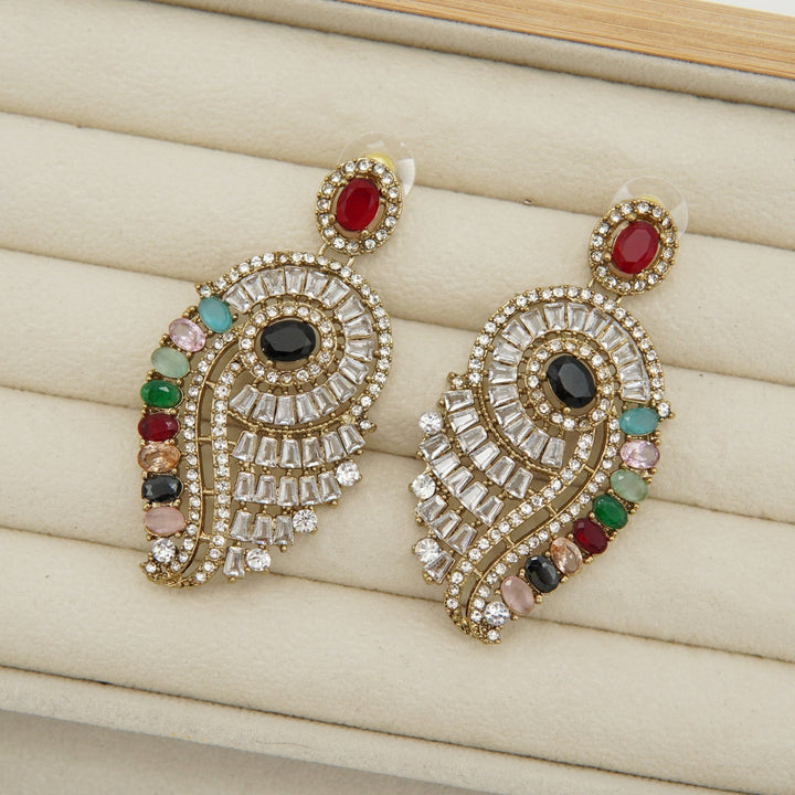 Zirconers Tapers Antique Tone Earrings - tlmjewels