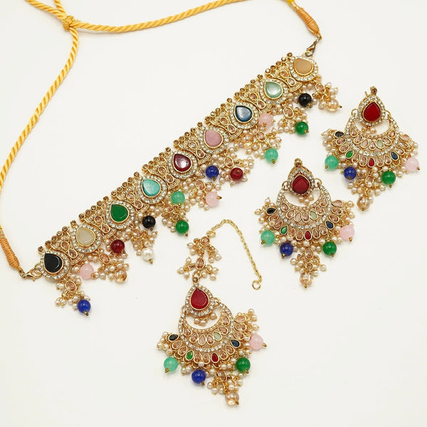 Zircones And Gems Stones Necklace Set - tlmjewels