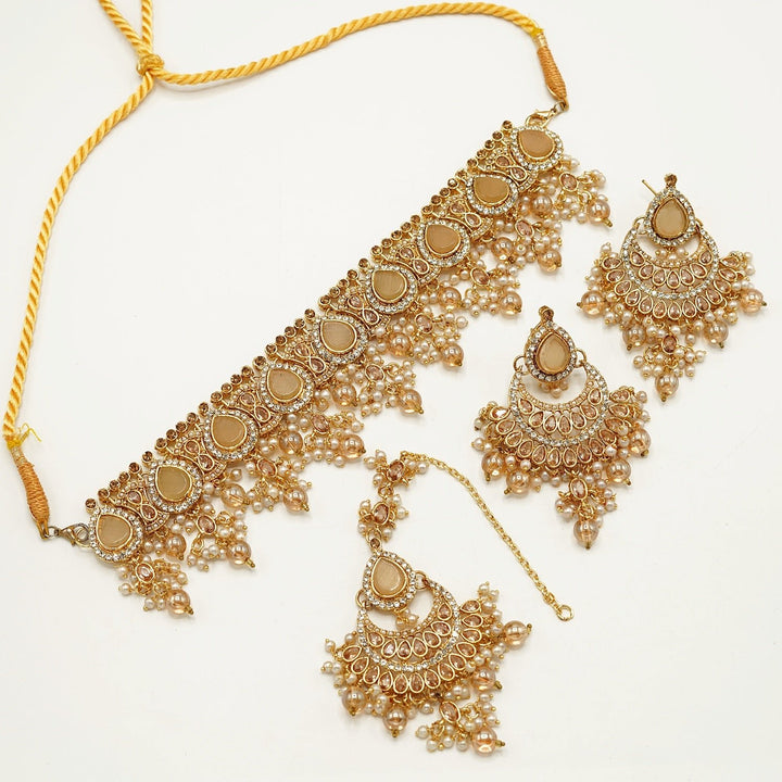 Zircones And Gems Stones Necklace Set - tlmjewels