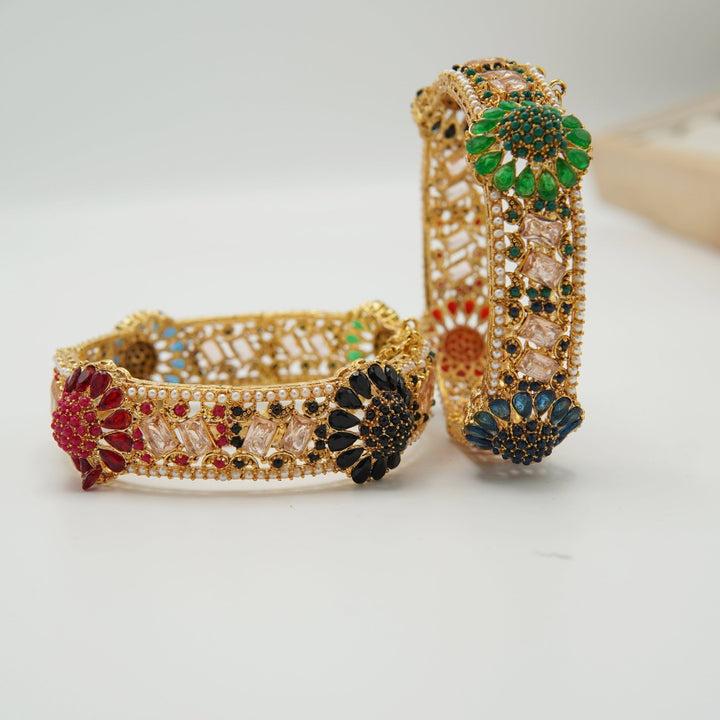 Zircones And Pearls Bangles - tlmjewels