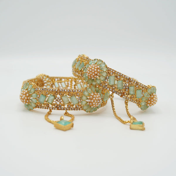 Zircones And Pearls Bangles - tlmjewels