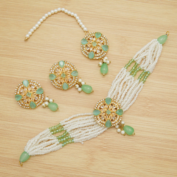 Zircones And Polkis Party Wear Choker Sets - tlmjewels