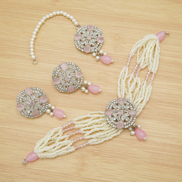 Zircones And Polkis Party Wear Choker Sets - tlmjewels