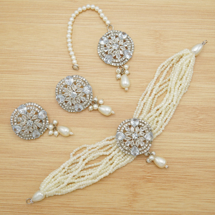 Zircones And Polkis Party Wear Choker Sets - tlmjewels