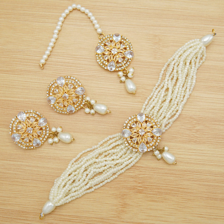 Zircones And Polkis Party Wear Choker Sets - tlmjewels