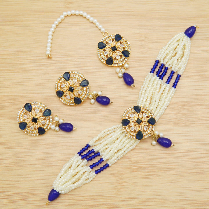 Zircones And Polkis Party Wear Choker Sets - tlmjewels