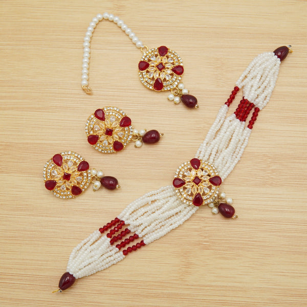 Zircones And Polkis Party Wear Choker Sets - tlmjewels