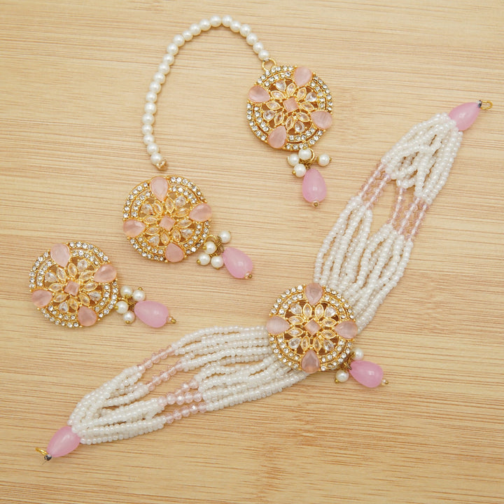 Zircones And Polkis Party Wear Choker Sets - tlmjewels