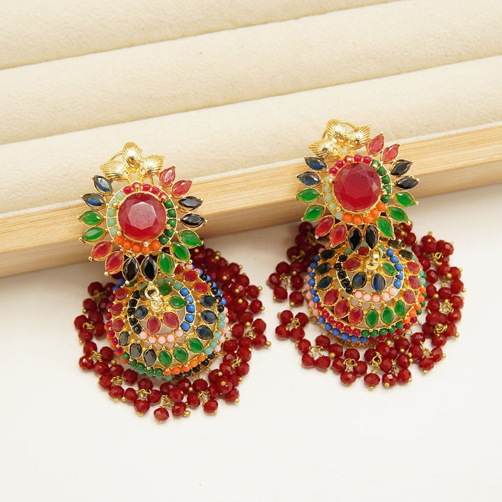 Zircones Gem Stone Nauratan Jhumkay - tlmjewels
