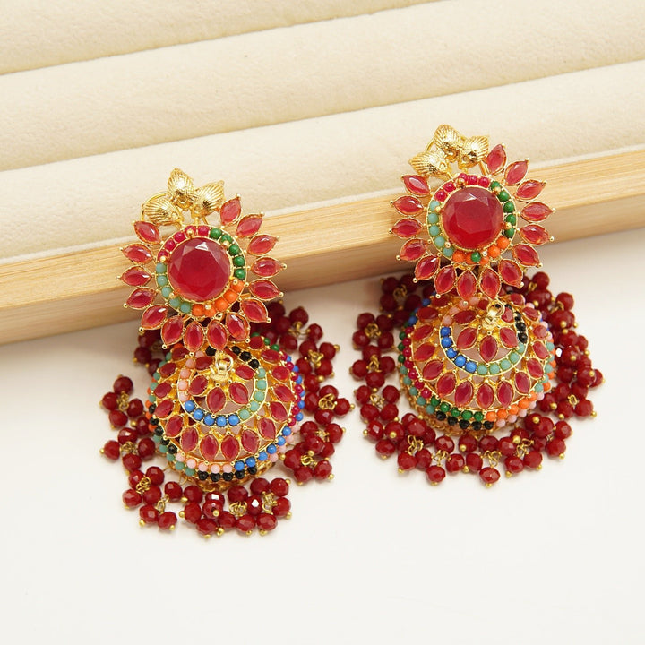 Zircones Gem Stone Nauratan Jhumkay - tlmjewels