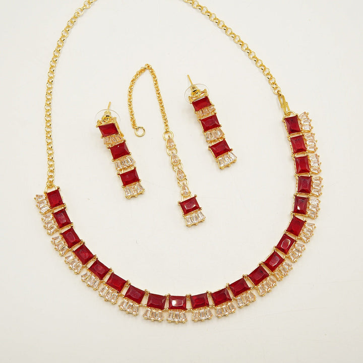 Zircones Party Wear Elegant Necklace Set - tlmjewels