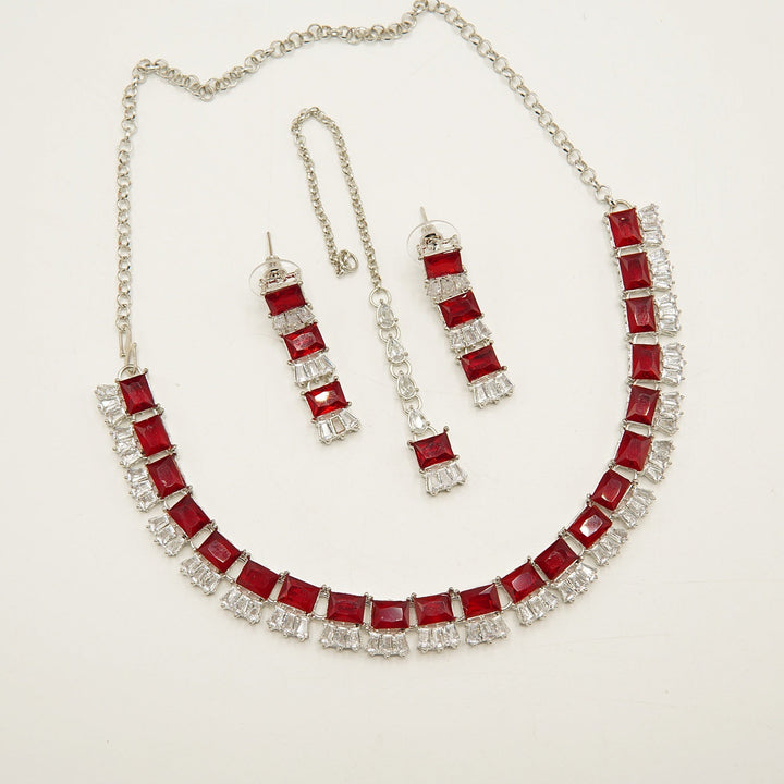 Zircones Party Wear Elegant Necklace Set - tlmjewels