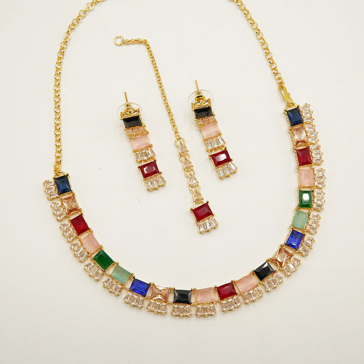 Zircones Party Wear Elegant Necklace Set - tlmjewels