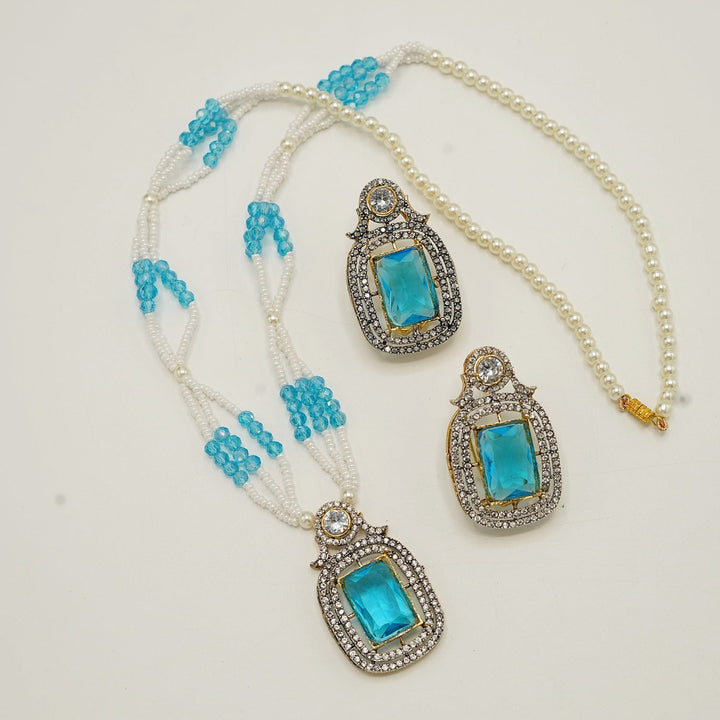 Zirconia Doublets Invisible Stones Pendant Mala Set - tlmjewels