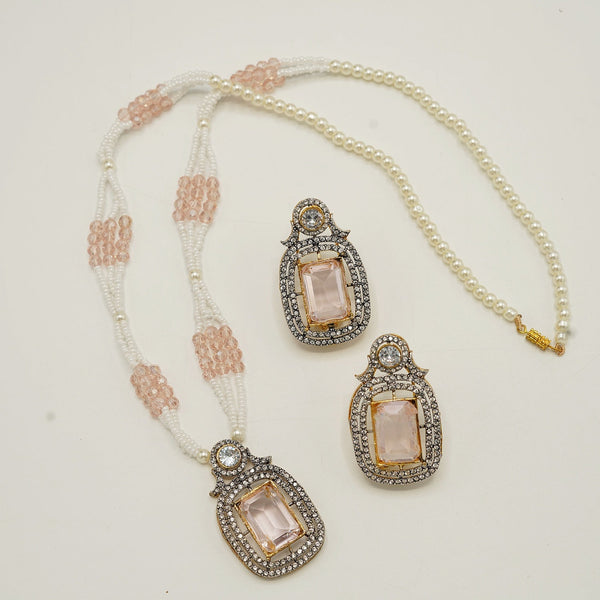 Zirconia Doublets Invisible Stones Pendant Mala Set - tlmjewels