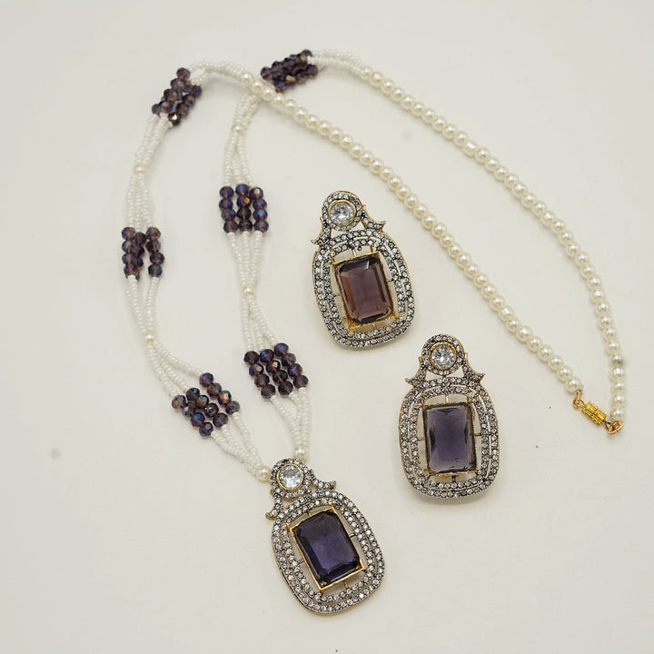 Zirconia Doublets Invisible Stones Pendant Mala Set - tlmjewels