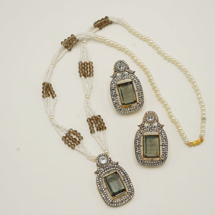 Zirconia Doublets Invisible Stones Pendant Mala Set - tlmjewels