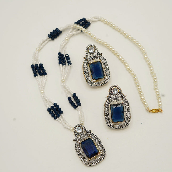 Zirconia Doublets Invisible Stones Pendant Mala Set - tlmjewels