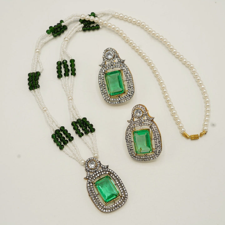 Zirconia Doublets Invisible Stones Pendant Mala Set - tlmjewels