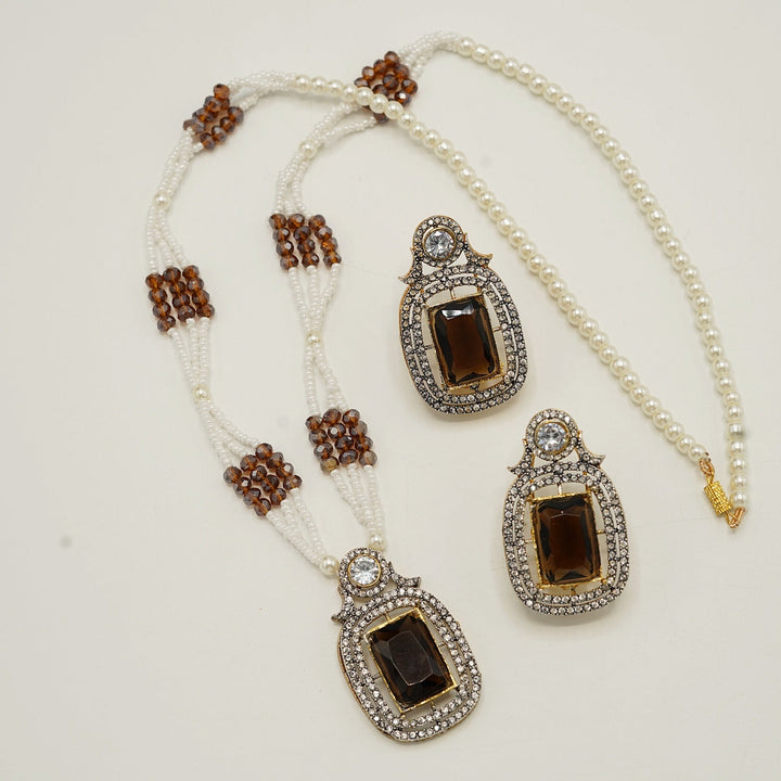 Zirconia Doublets Invisible Stones Pendant Mala Set - tlmjewels