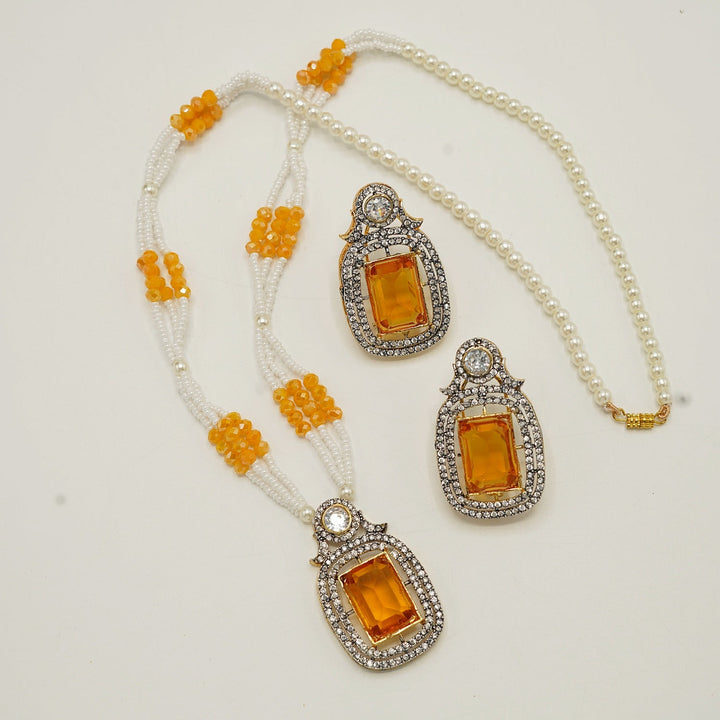 Zirconia Doublets Invisible Stones Pendant Mala Set - tlmjewels