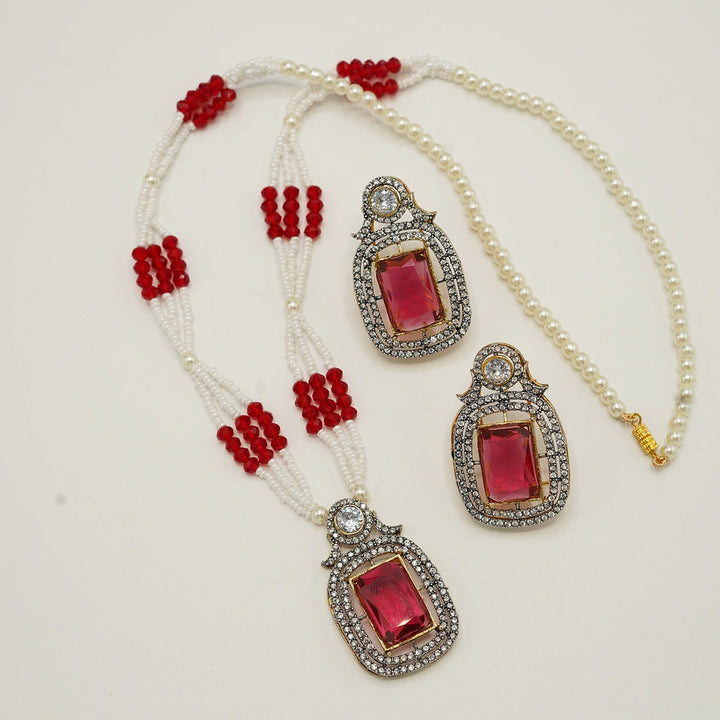 Zirconia Doublets Invisible Stones Pendant Mala Set - tlmjewels