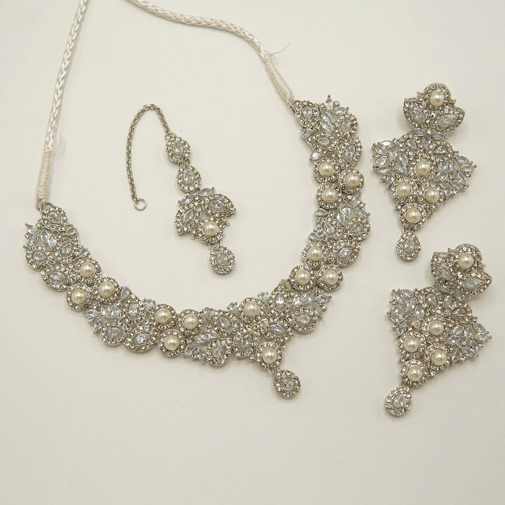 Zirconia Pearl Party Wear Set - tlmjewels