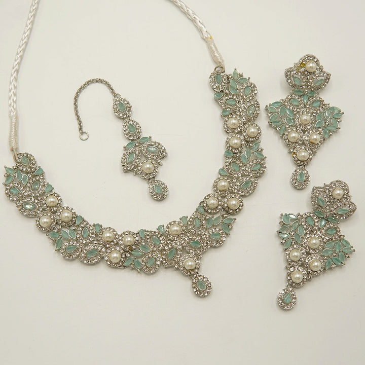 Zirconia Pearl Party Wear Set - tlmjewels