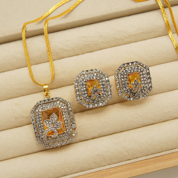 Zirconia Twotone Locket Sets - tlmjewels