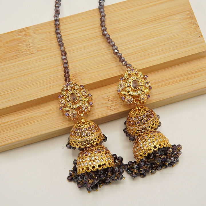 Zircons Double Layers Gold Plated Jhumkay - tlmjewels