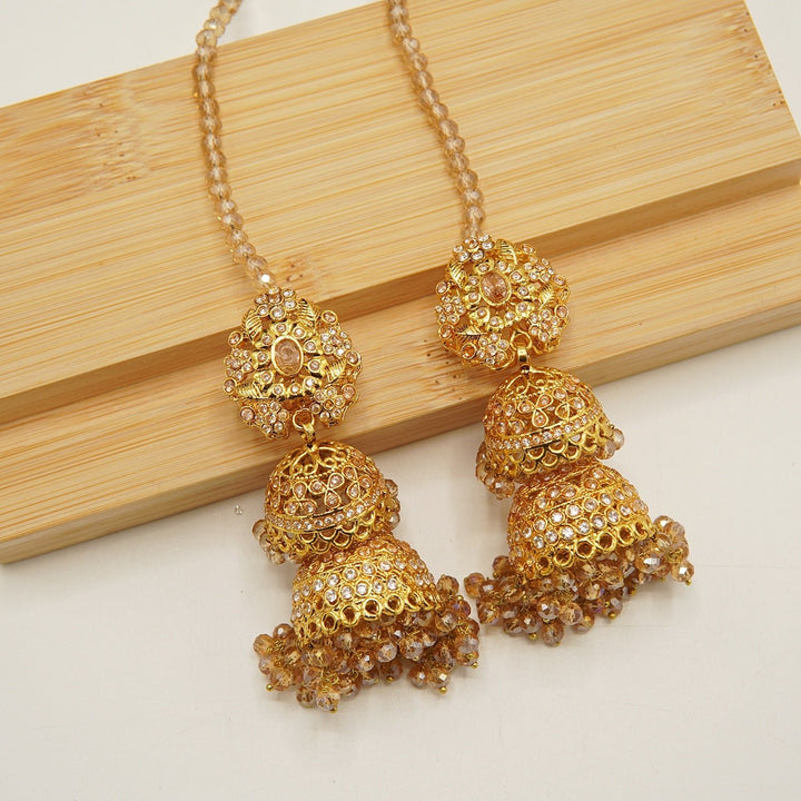 Zircons Double Layers Gold Plated Jhumkay - tlmjewels