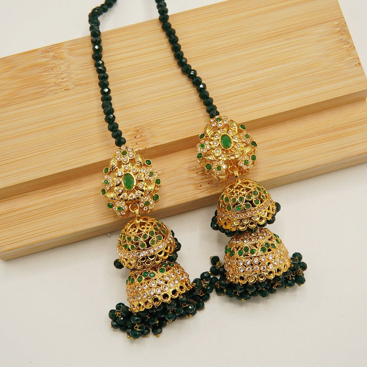 Zircons Double Layers Gold Plated Jhumkay - tlmjewels