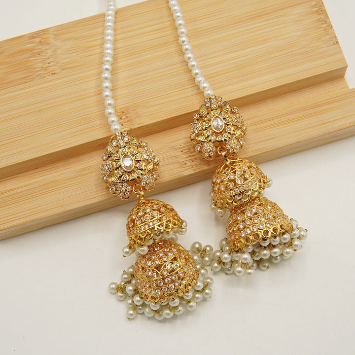 Zircons Double Layers Gold Plated Jhumkay - tlmjewels